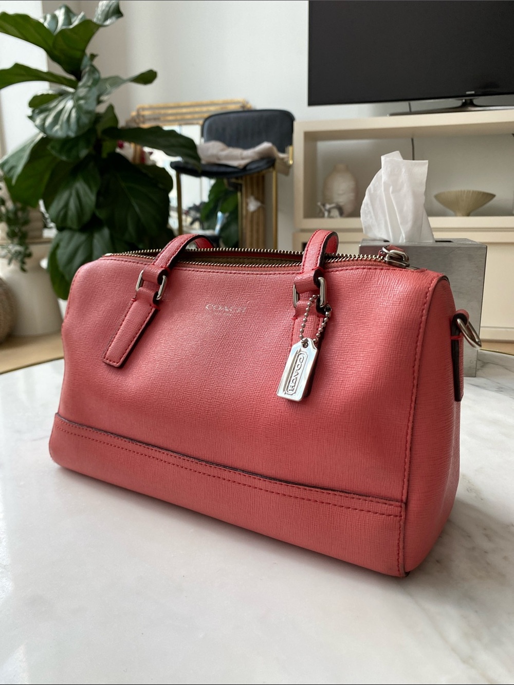 Coach Coral Saffiano Mini Satchel